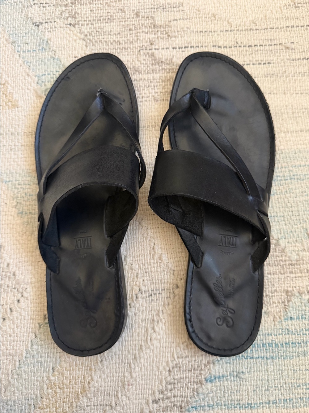 Seychelles Black Leather  Sandals